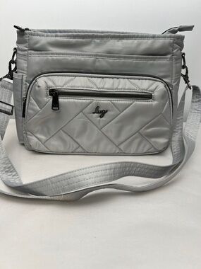 lug Shimmy Quilted Crossbody Bag in Light Gray